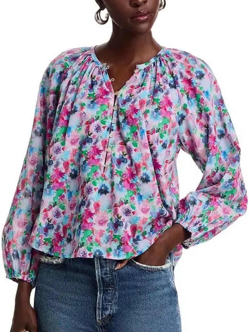 EUC Rails Indi Floral Cotton Blouse, Spring Meadow